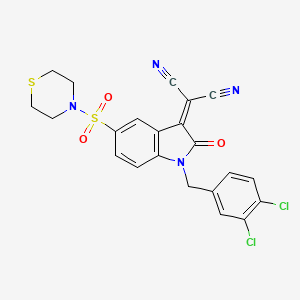 2-[1-(3,4-Dichlorobenzyl)-2-oxo-5-(thiomorpholinosulfonyl)indolin-3-ylidene]malononitrile