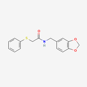 molecular formula C16H15NO3S B5654497 N-(1,3-benzodioxol-5-ylmethyl)-2-(phenylthio)acetamide 