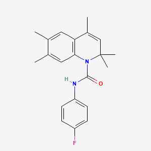 molecular formula C21H23FN2O B5654503 N-(4-fluorophenyl)-2,2,4,6,7-pentamethyl-1(2H)-quinolinecarboxamide 