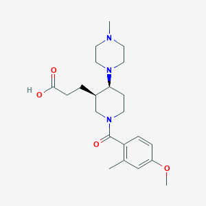 molecular formula C22H33N3O4 B5654505 3-[(3R*,4S*)-1-(4-methoxy-2-methylbenzoyl)-4-(4-methylpiperazin-1-yl)piperidin-3-yl]propanoic acid 