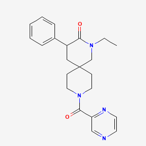 molecular formula C22H26N4O2 B5654519 2-ethyl-4-phenyl-9-(2-pyrazinylcarbonyl)-2,9-diazaspiro[5.5]undecan-3-one 