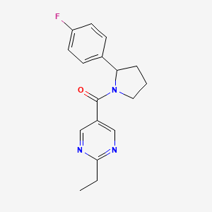 molecular formula C17H18FN3O B5654527 2-ethyl-5-{[2-(4-fluorophenyl)-1-pyrrolidinyl]carbonyl}pyrimidine 