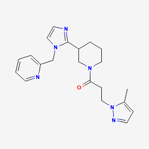 molecular formula C21H26N6O B5654529 2-[(2-{1-[3-(5-methyl-1H-pyrazol-1-yl)propanoyl]piperidin-3-yl}-1H-imidazol-1-yl)methyl]pyridine 