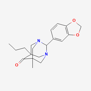 molecular formula C19H24N2O3 B5654550 2-(1,3-benzodioxol-5-yl)-5-methyl-7-propyl-1,3-diazatricyclo[3.3.1.1~3,7~]decan-6-one 