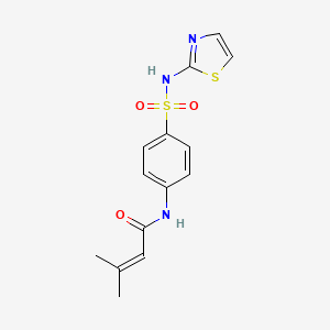 molecular formula C14H15N3O3S2 B5654593 3-methyl-N-{4-[(1,3-thiazol-2-ylamino)sulfonyl]phenyl}-2-butenamide 