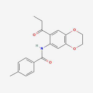 molecular formula C19H19NO4 B5654634 4-methyl-N-(7-propionyl-2,3-dihydro-1,4-benzodioxin-6-yl)benzamide 