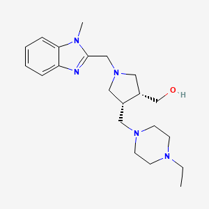 molecular formula C21H33N5O B5654636 {(3R*,4R*)-4-[(4-ethylpiperazin-1-yl)methyl]-1-[(1-methyl-1H-benzimidazol-2-yl)methyl]pyrrolidin-3-yl}methanol 