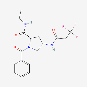 molecular formula C17H20F3N3O3 B5654651 (4S)-1-benzoyl-N-ethyl-4-[(3,3,3-trifluoropropanoyl)amino]-L-prolinamide 