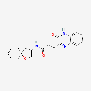molecular formula C20H25N3O3 B5654660 3-(3-hydroxy-2-quinoxalinyl)-N-1-oxaspiro[4.5]dec-3-ylpropanamide 