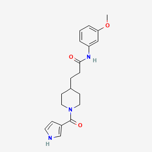 molecular formula C20H25N3O3 B5654677 N-(3-methoxyphenyl)-3-[1-(1H-pyrrol-3-ylcarbonyl)piperidin-4-yl]propanamide 