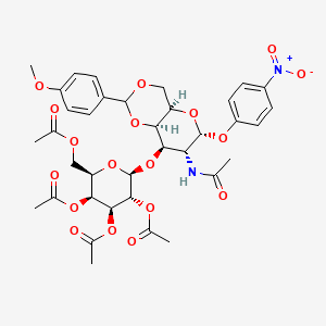 molecular formula C36H42N2O18 B565470 2-Acetamido-2-deoxy-4,6-O-(4-methoxybenzylidene)-3-O-(2,3,4,6-tetra-O-acetyl-|A-D-galactopyranosyl)-4-nitrophenyl-|A-D-galactopyranoside CAS No. 59837-11-5