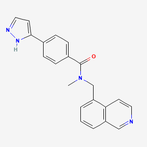 molecular formula C21H18N4O B5654720 N-(5-isoquinolinylmethyl)-N-methyl-4-(1H-pyrazol-3-yl)benzamide 