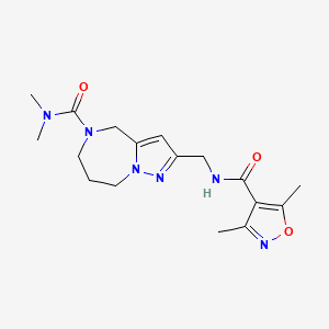 molecular formula C17H24N6O3 B5654732 2-({[(3,5-dimethylisoxazol-4-yl)carbonyl]amino}methyl)-N,N-dimethyl-7,8-dihydro-4H-pyrazolo[1,5-a][1,4]diazepine-5(6H)-carboxamide 