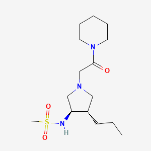 molecular formula C15H29N3O3S B5654782 N-{rel-(3R,4S)-1-[2-oxo-2-(1-piperidinyl)ethyl]-4-propyl-3-pyrrolidinyl}methanesulfonamide hydrochloride 