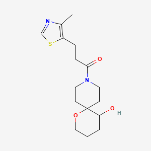 molecular formula C16H24N2O3S B5654786 9-[3-(4-methyl-1,3-thiazol-5-yl)propanoyl]-1-oxa-9-azaspiro[5.5]undecan-5-ol 