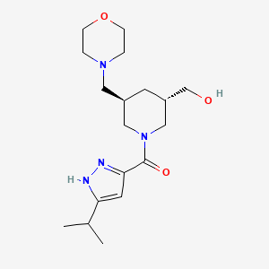 molecular formula C18H30N4O3 B5654789 [(3S*,5R*)-1-[(3-isopropyl-1H-pyrazol-5-yl)carbonyl]-5-(4-morpholinylmethyl)-3-piperidinyl]methanol 