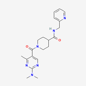 molecular formula C20H26N6O2 B5654803 1-{[2-(dimethylamino)-4-methyl-5-pyrimidinyl]carbonyl}-N-(2-pyridinylmethyl)-4-piperidinecarboxamide 