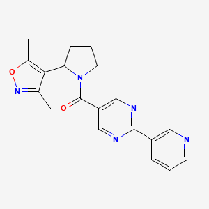 molecular formula C19H19N5O2 B5654828 5-{[2-(3,5-dimethyl-4-isoxazolyl)-1-pyrrolidinyl]carbonyl}-2-(3-pyridinyl)pyrimidine 