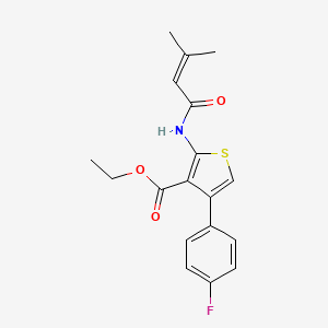 molecular formula C18H18FNO3S B5654851 ethyl 4-(4-fluorophenyl)-2-[(3-methyl-2-butenoyl)amino]-3-thiophenecarboxylate 