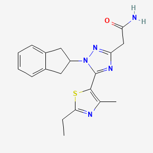 molecular formula C19H21N5OS B5654892 2-[1-(2,3-dihydro-1H-inden-2-yl)-5-(2-ethyl-4-methyl-1,3-thiazol-5-yl)-1H-1,2,4-triazol-3-yl]acetamide 