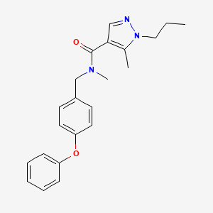 molecular formula C22H25N3O2 B5654918 N,5-dimethyl-N-(4-phenoxybenzyl)-1-propyl-1H-pyrazole-4-carboxamide 
