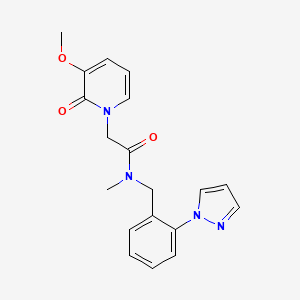molecular formula C19H20N4O3 B5654948 2-(3-methoxy-2-oxopyridin-1(2H)-yl)-N-methyl-N-[2-(1H-pyrazol-1-yl)benzyl]acetamide 