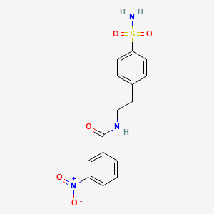 molecular formula C15H15N3O5S B5654963 N-{2-[4-(aminosulfonyl)phenyl]ethyl}-3-nitrobenzamide 