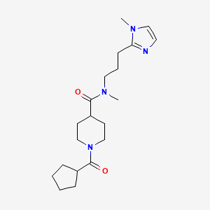 molecular formula C20H32N4O2 B5654972 1-(cyclopentylcarbonyl)-N-methyl-N-[3-(1-methyl-1H-imidazol-2-yl)propyl]-4-piperidinecarboxamide 
