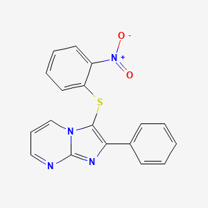 molecular formula C18H12N4O2S B5655015 3-[(2-nitrophenyl)thio]-2-phenylimidazo[1,2-a]pyrimidine 