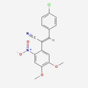 molecular formula C17H13ClN2O4 B5655032 3-(4-chlorophenyl)-2-(4,5-dimethoxy-2-nitrophenyl)acrylonitrile 