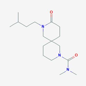 molecular formula C17H31N3O2 B5655061 N,N-dimethyl-8-(3-methylbutyl)-9-oxo-2,8-diazaspiro[5.5]undecane-2-carboxamide 