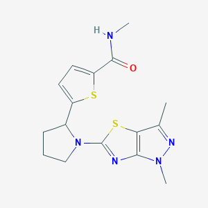 molecular formula C16H19N5OS2 B5655072 5-[1-(1,3-dimethyl-1H-pyrazolo[3,4-d][1,3]thiazol-5-yl)pyrrolidin-2-yl]-N-methylthiophene-2-carboxamide 