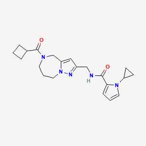 molecular formula C21H27N5O2 B5655152 N-{[5-(cyclobutylcarbonyl)-5,6,7,8-tetrahydro-4H-pyrazolo[1,5-a][1,4]diazepin-2-yl]methyl}-1-cyclopropyl-1H-pyrrole-2-carboxamide 