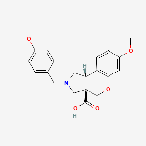 molecular formula C21H23NO5 B5655161 (3aR*,9bR*)-7-methoxy-2-(4-methoxybenzyl)-1,2,3,9b-tetrahydrochromeno[3,4-c]pyrrole-3a(4H)-carboxylic acid 