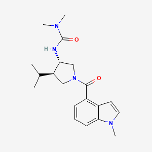 molecular formula C20H28N4O2 B5655181 N'-{(3S*,4R*)-4-isopropyl-1-[(1-methyl-1H-indol-4-yl)carbonyl]-3-pyrrolidinyl}-N,N-dimethylurea 