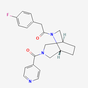 molecular formula C21H22FN3O2 B5655210 (1S*,5R*)-6-[(4-fluorophenyl)acetyl]-3-isonicotinoyl-3,6-diazabicyclo[3.2.2]nonane 
