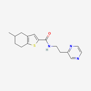 molecular formula C16H19N3OS B5655220 5-methyl-N-[2-(2-pyrazinyl)ethyl]-4,5,6,7-tetrahydro-1-benzothiophene-2-carboxamide 