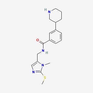 molecular formula C18H24N4OS B5655242 N-{[1-methyl-2-(methylthio)-1H-imidazol-5-yl]methyl}-3-piperidin-3-ylbenzamide 