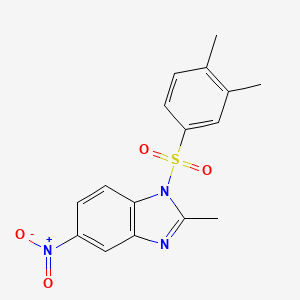 molecular formula C16H15N3O4S B5655254 1-[(3,4-dimethylphenyl)sulfonyl]-2-methyl-5-nitro-1H-benzimidazole 