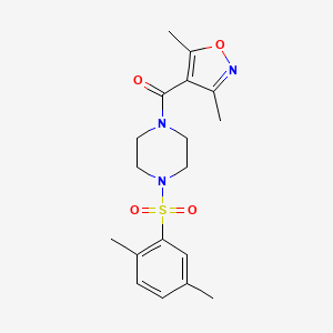 molecular formula C18H23N3O4S B5655264 1-[(3,5-dimethyl-4-isoxazolyl)carbonyl]-4-[(2,5-dimethylphenyl)sulfonyl]piperazine 