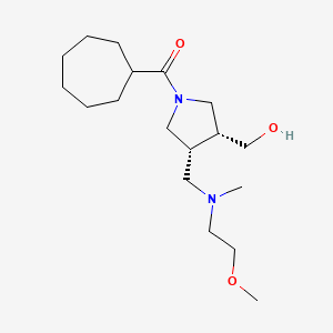 molecular formula C18H34N2O3 B5655345 ((3R*,4R*)-1-(cycloheptylcarbonyl)-4-{[(2-methoxyethyl)(methyl)amino]methyl}-3-pyrrolidinyl)methanol 