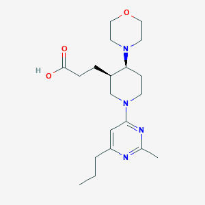 molecular formula C20H32N4O3 B5655371 3-[(3R*,4S*)-1-(2-methyl-6-propylpyrimidin-4-yl)-4-morpholin-4-ylpiperidin-3-yl]propanoic acid 