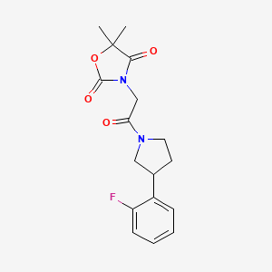 molecular formula C17H19FN2O4 B5655388 3-{2-[3-(2-fluorophenyl)pyrrolidin-1-yl]-2-oxoethyl}-5,5-dimethyl-1,3-oxazolidine-2,4-dione 