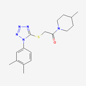 molecular formula C17H23N5OS B5655394 1-({[1-(3,4-dimethylphenyl)-1H-tetrazol-5-yl]thio}acetyl)-4-methylpiperidine 