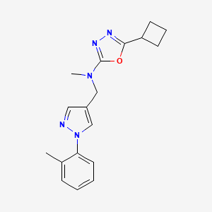 molecular formula C18H21N5O B5655400 5-cyclobutyl-N-methyl-N-{[1-(2-methylphenyl)-1H-pyrazol-4-yl]methyl}-1,3,4-oxadiazol-2-amine 