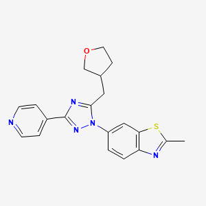 molecular formula C20H19N5OS B5655414 2-methyl-6-[3-pyridin-4-yl-5-(tetrahydrofuran-3-ylmethyl)-1H-1,2,4-triazol-1-yl]-1,3-benzothiazole 