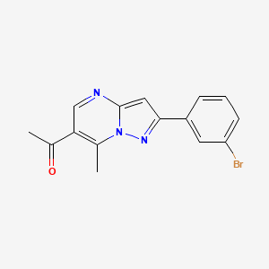 molecular formula C15H12BrN3O B5655445 1-[2-(3-bromophenyl)-7-methylpyrazolo[1,5-a]pyrimidin-6-yl]ethanone 