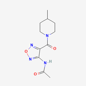 molecular formula C11H16N4O3 B5655476 N-{4-[(4-methyl-1-piperidinyl)carbonyl]-1,2,5-oxadiazol-3-yl}acetamide 