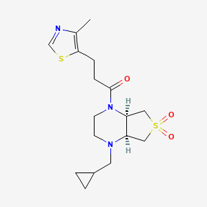 molecular formula C17H25N3O3S2 B5655496 (4aR*,7aS*)-1-(cyclopropylmethyl)-4-[3-(4-methyl-1,3-thiazol-5-yl)propanoyl]octahydrothieno[3,4-b]pyrazine 6,6-dioxide 