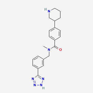 molecular formula C21H24N6O B5655542 N-methyl-4-piperidin-3-yl-N-[3-(1H-tetrazol-5-yl)benzyl]benzamide 